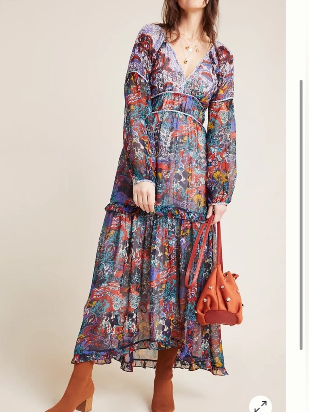Maeve Multicolor Hi-low Floral Maxi Dress size 8 - Picture 3 of 15